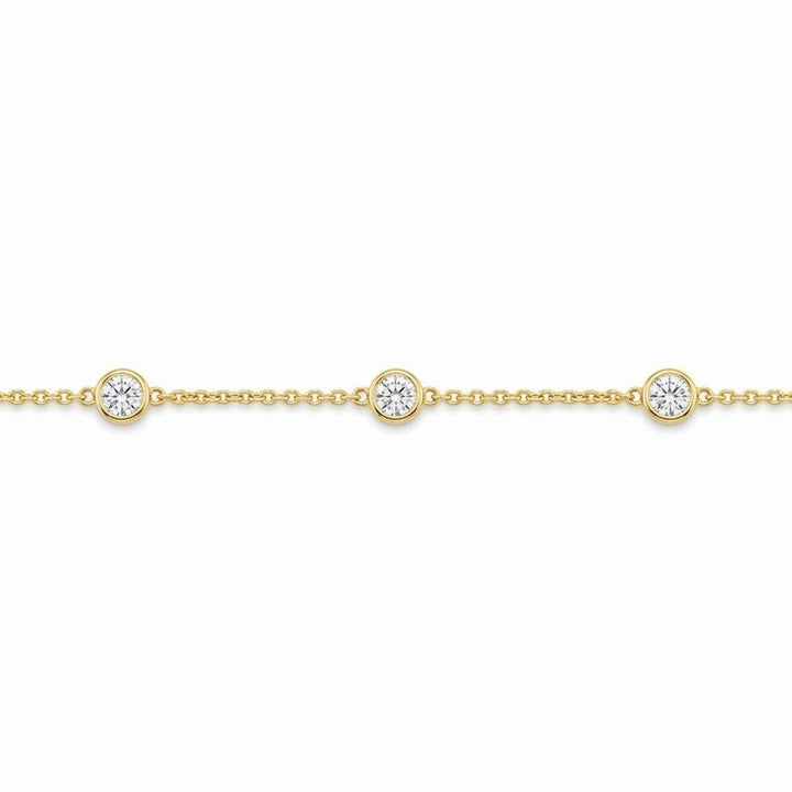 2 TOTAL CARAT WEIGHT 8 ROUND BEZEL LAB DIAMOND BY THE YARD NECKLACE IN 14K YELLOW GOLD