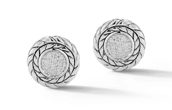 Sterling Silver Diamond  Earrings 