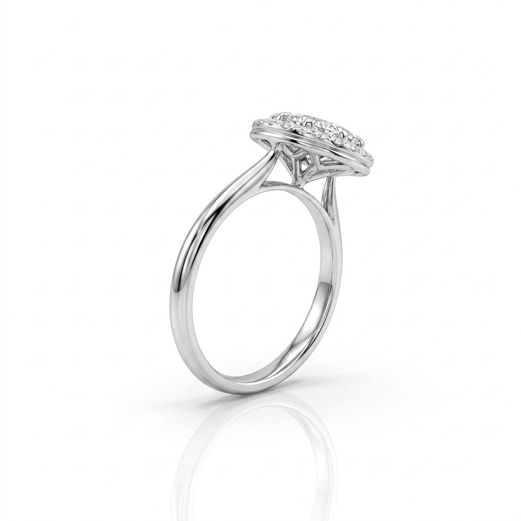Oval Diamond Cluster Ring in 14K White Gold
