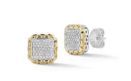 Sterling and 14kt yellow gold Diamond Pave Earrings 