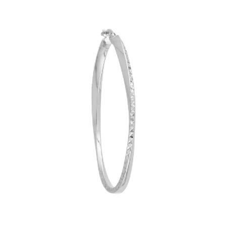 Oval Diamond-Cut Twist Hoop Earrings in Rhodium-Plated Sterling Silver