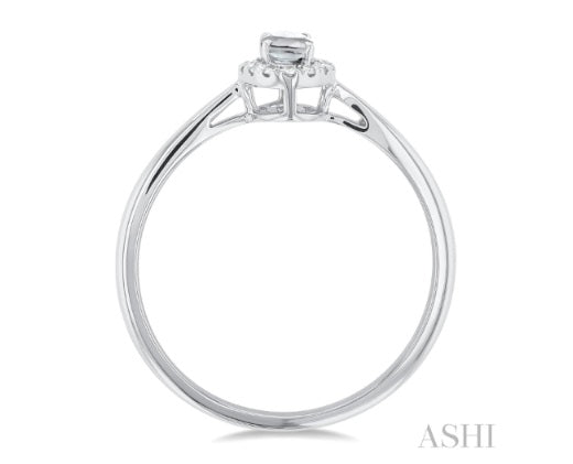 White Topaz & Diamond Halo Ring, 0.07 ctw