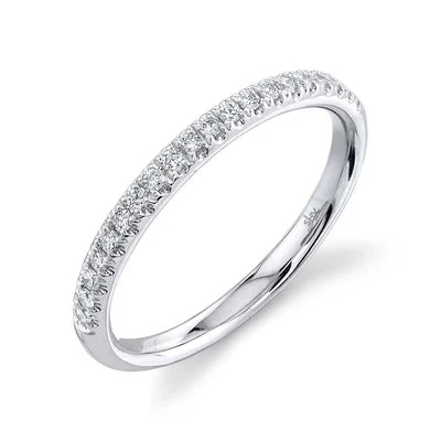 Thin Diamond Band Ring | 14K White Gold | Minimalist Stackable Ring - Brownee Jewelers