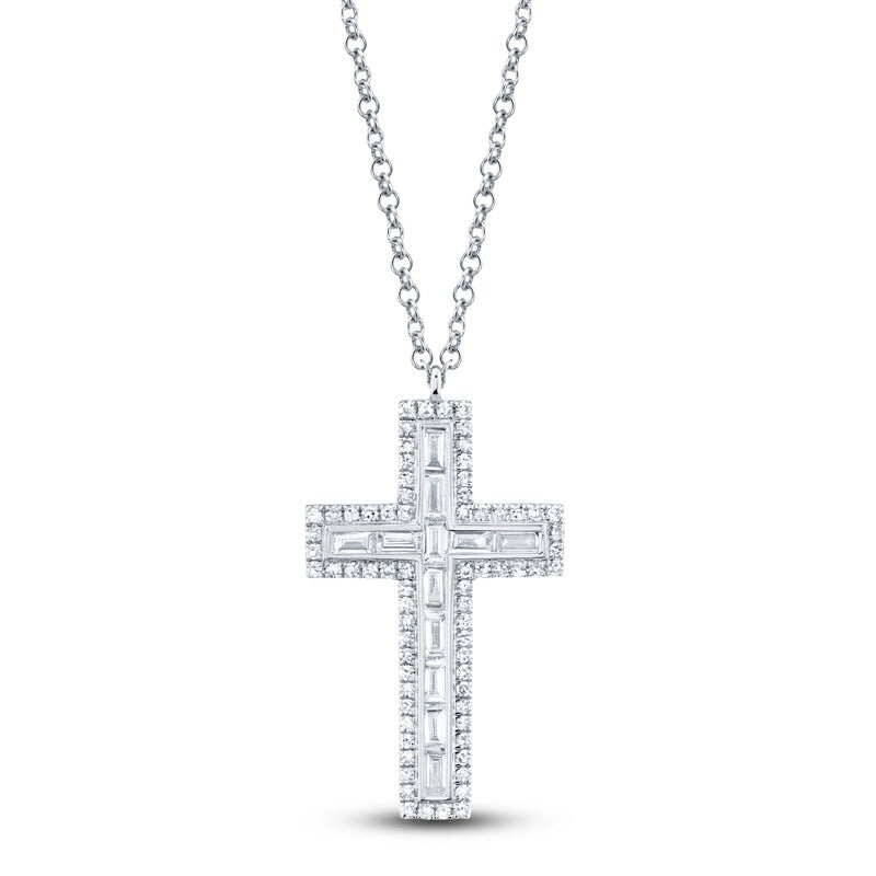 .31 TOTAL CARAT WEIGHT DIAMOND CROSS NECKLACE IN 14K WHITE GOLD