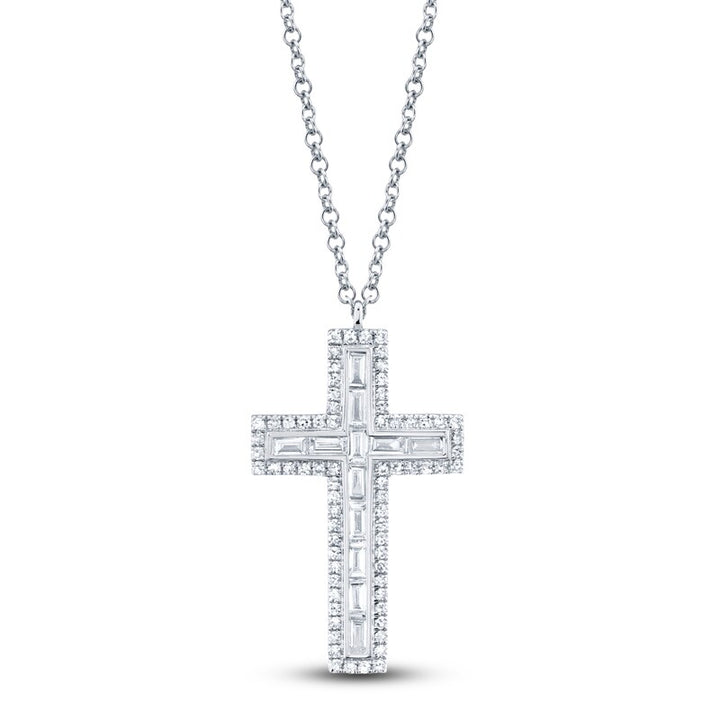 .31 TOTAL CARAT WEIGHT DIAMOND CROSS NECKLACE IN 14K WHITE GOLD