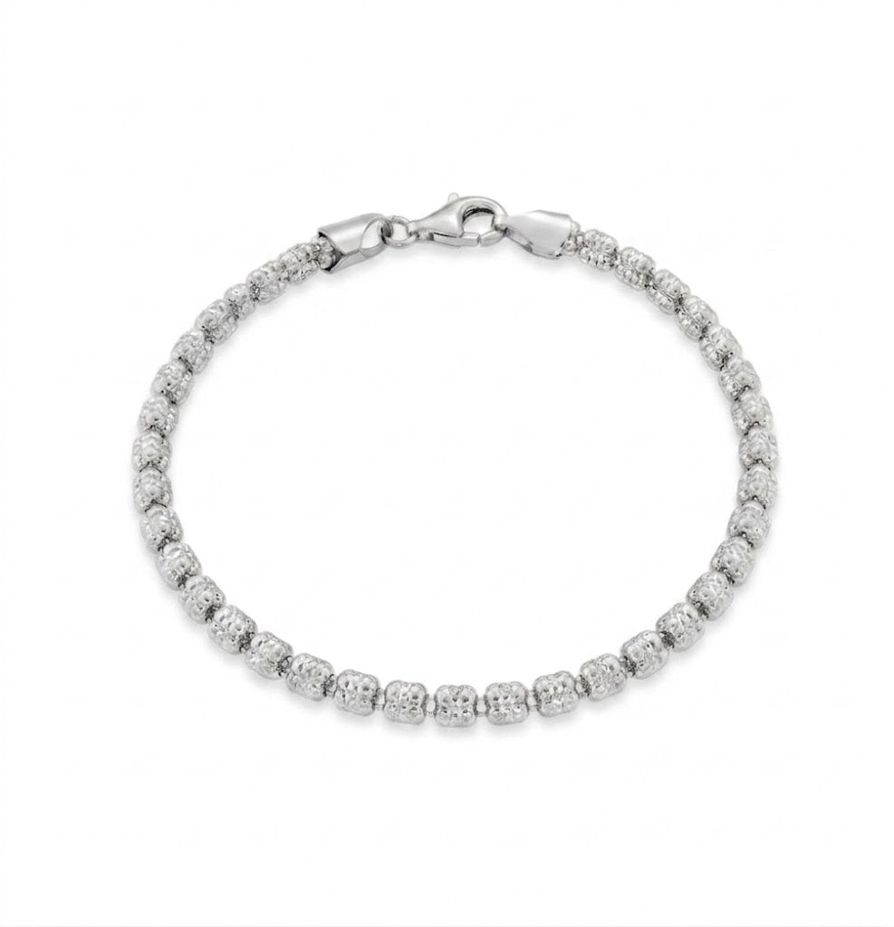 Sterling Silver 3.60mm Diamond-Cut Ice Chain Bracelet 7 Inch