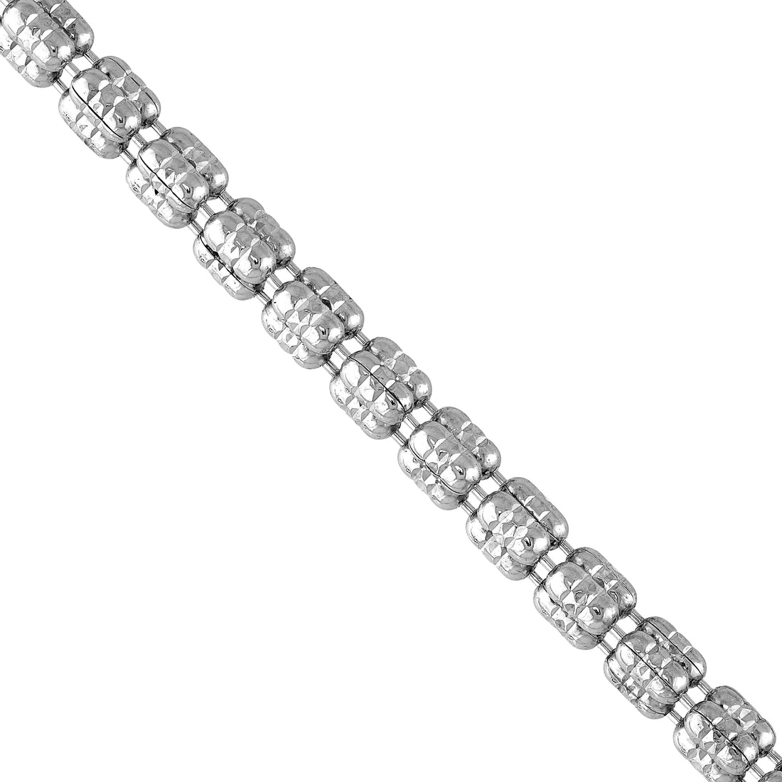 Sterling Silver 3.60mm Diamond-Cut Ice Chain Bracelet 7 Inch