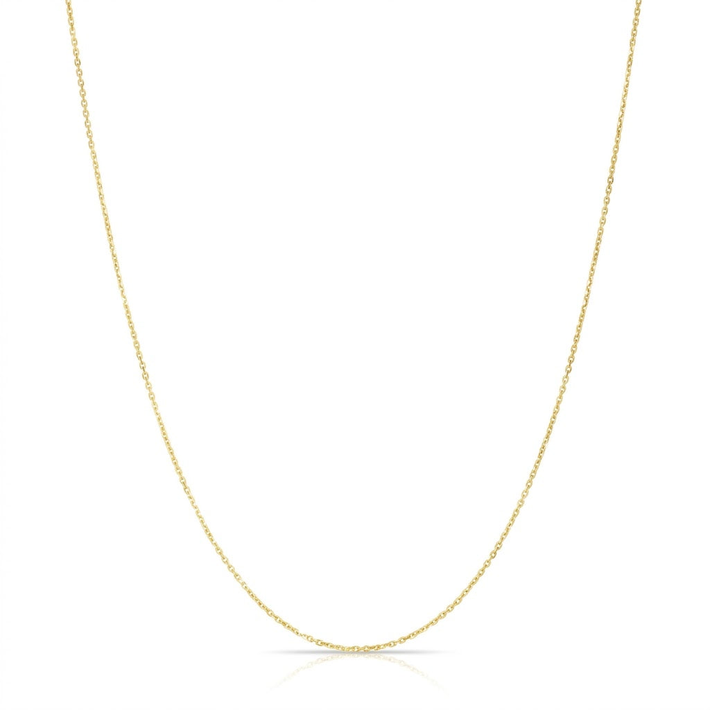 0.8MM Width and 20 Inch Length Adjustable Diamond-Cut Cable Chain Necklace in Sterling Silver with 18K Gold Plating Finish