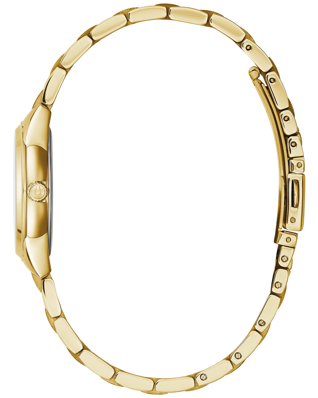 Bulova Sutton | Women's Gold-Tone Stainless Steel Watch | Silver Dial | Diamond Accents | 97P150 - Brownee Jewelers