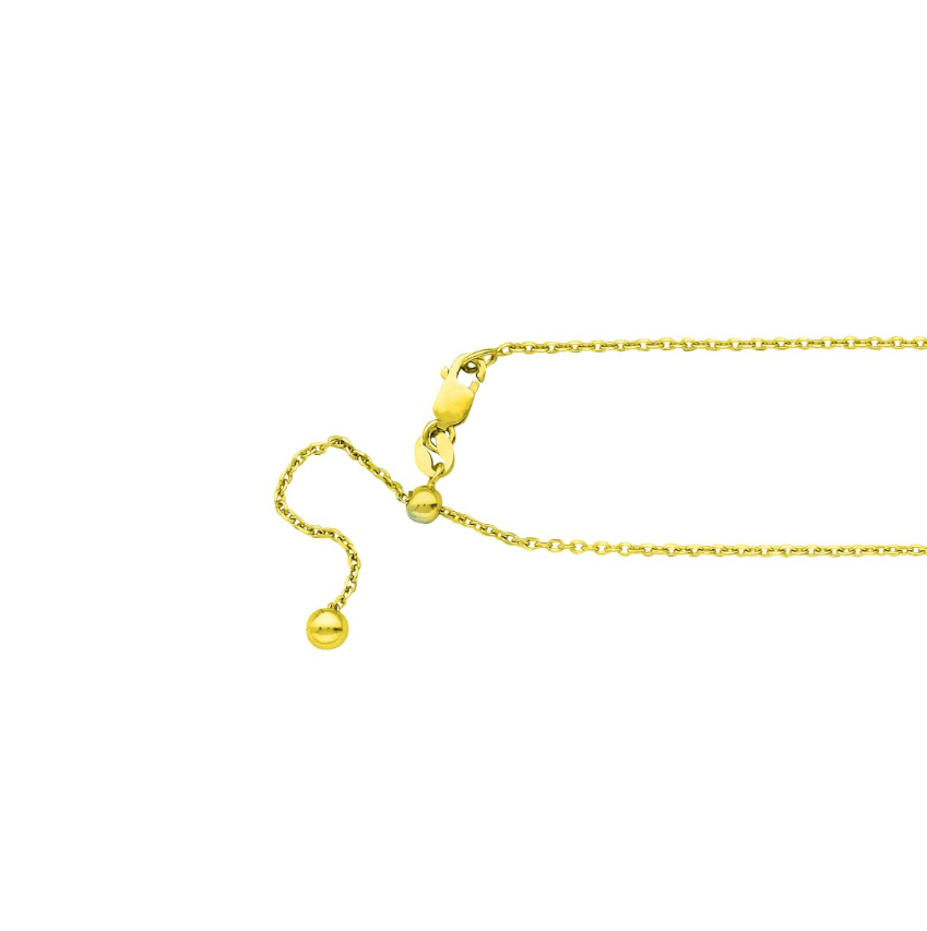 0.8MM Width and 20 Inch Length Adjustable Diamond-Cut Cable Chain Necklace in Sterling Silver with 18K Gold Plating Finish