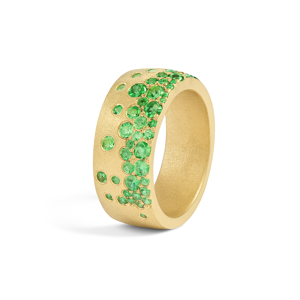 Brsuhed Gold Tsavorite Statement Ring