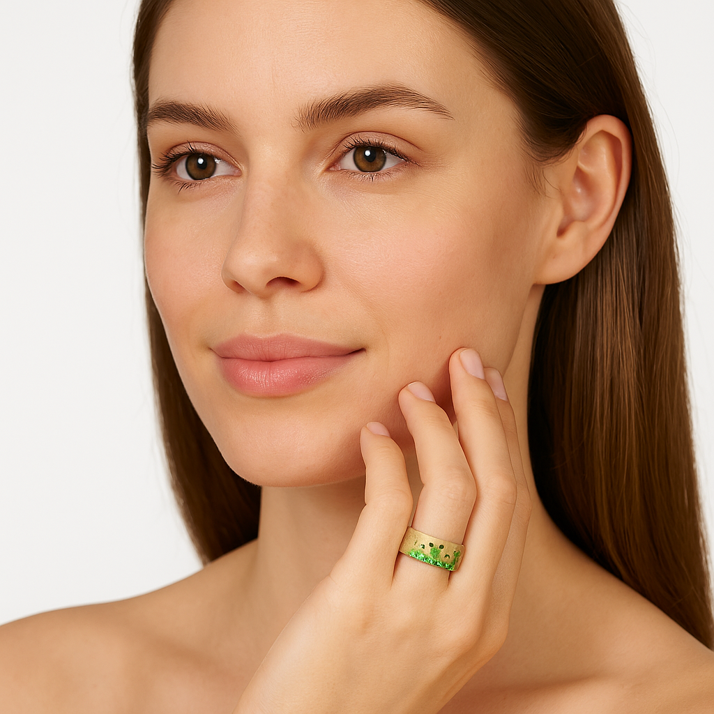 Brsuhed Gold Tsavorite Statement Ring