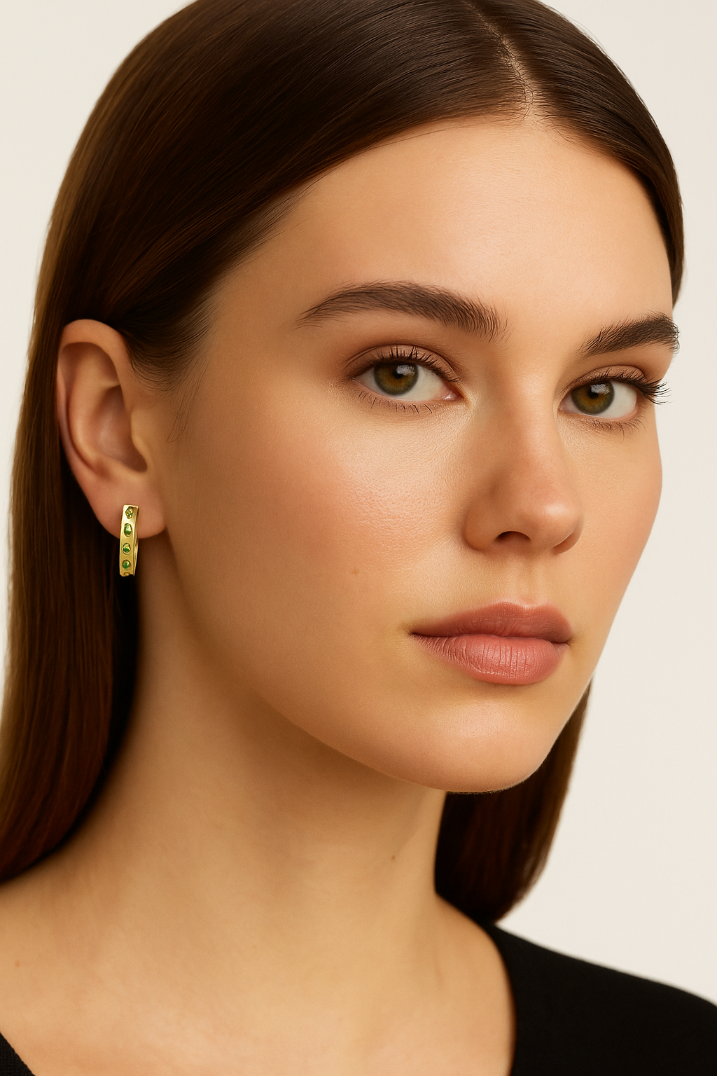 Tsavorite & Diamond Huggie Earrings | 14K Yellow Gold | 0.20 ct Tsavorite, 0.04 ctw Diamonds l AE83720Z-201Y - Brownee Jewelers