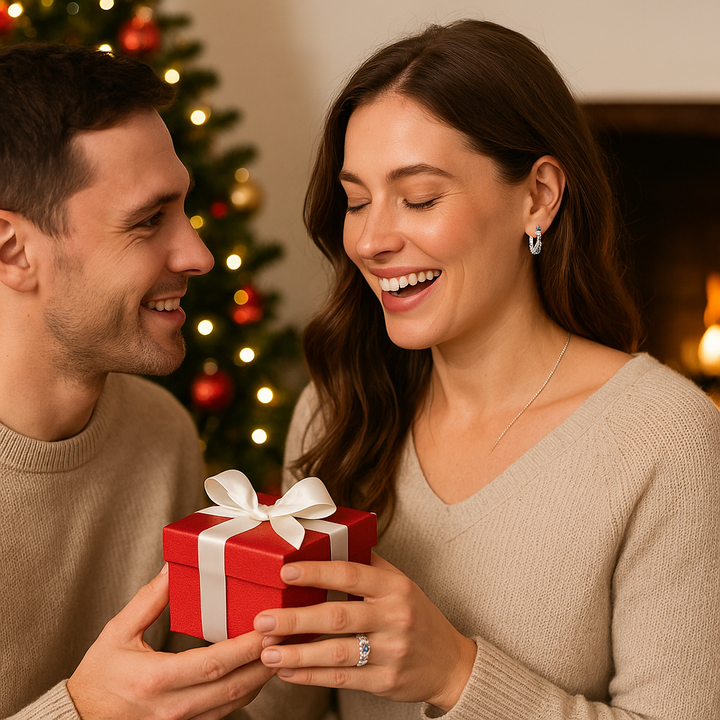 1- inch sapphire and Diamond Confetti Round Hoop Earrings 