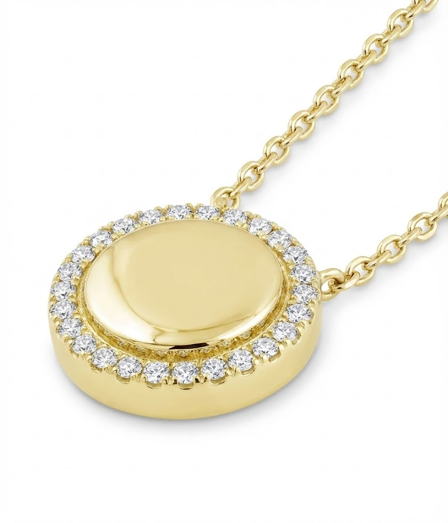 10K Yellow Gold Round Diamond Halo Pendant – 1/8ct