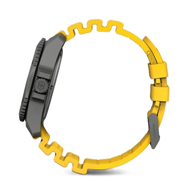 VictorInox Swiss Army Dive Pro Titanium Watch with Black Dial and Yellow Rubber Strap
