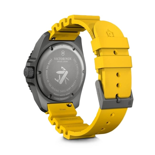 VictorInox Swiss Army Dive Pro Titanium Watch with Black Dial and Yellow Rubber Strap