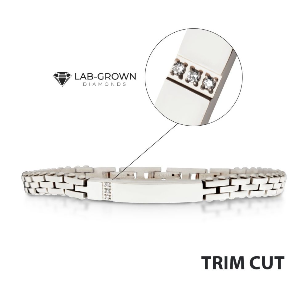 Trim Cut with Genuine Lab-Grown Clear Diamonds Tennis Steel Bracelet 8.25"