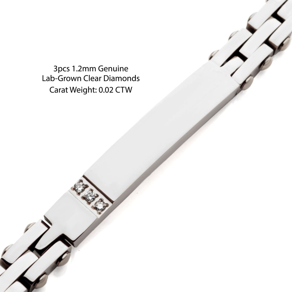 Trim Cut with Genuine Lab-Grown Clear Diamonds Tennis Steel Bracelet 8.25"