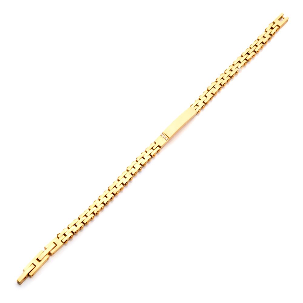 Trim Cut with Genuine Lab-Grown Clear Diamonds Tennis 18Kt Gold IP Bracelet