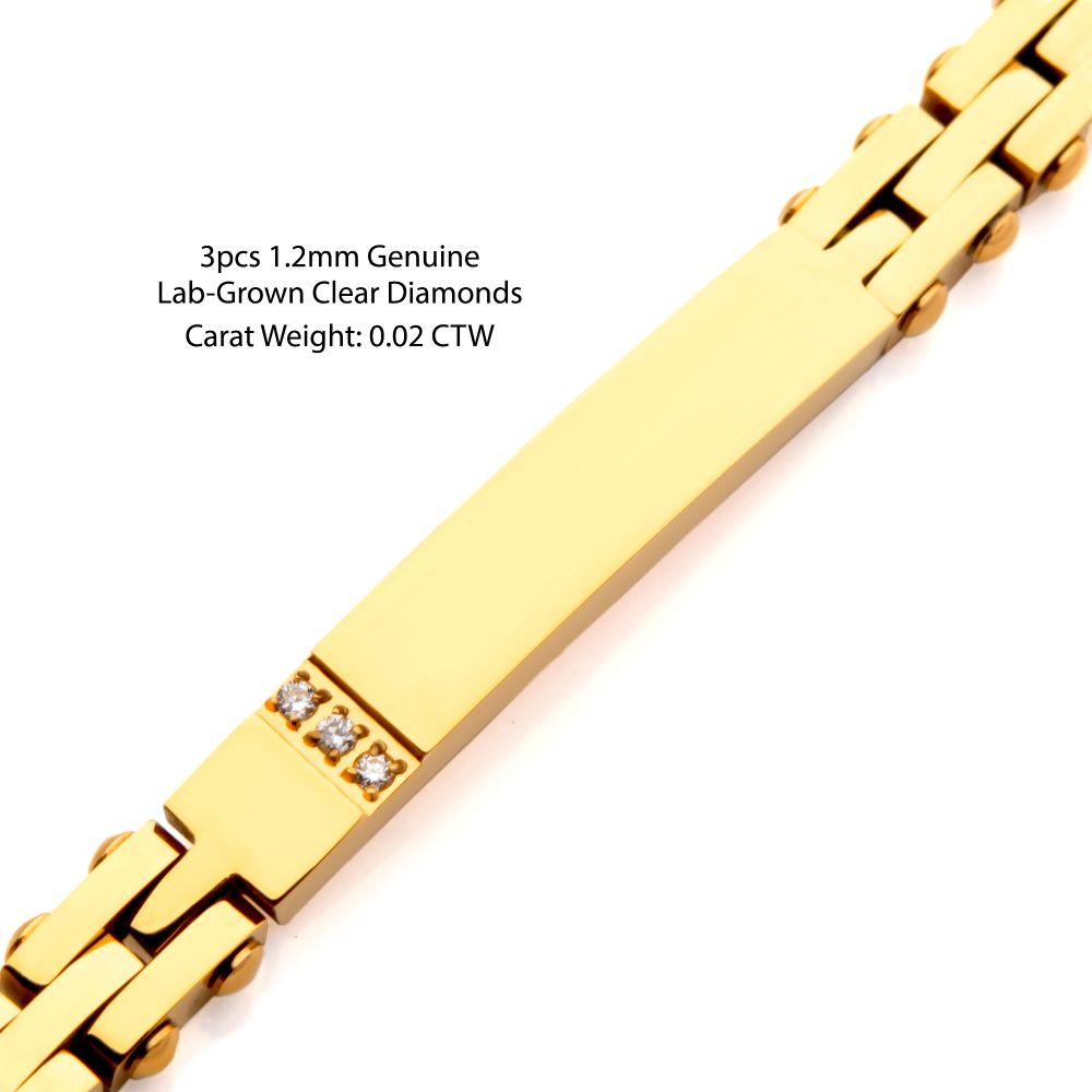 Trim Cut with Genuine Lab-Grown Clear Diamonds Tennis 18Kt Gold IP Bracelet