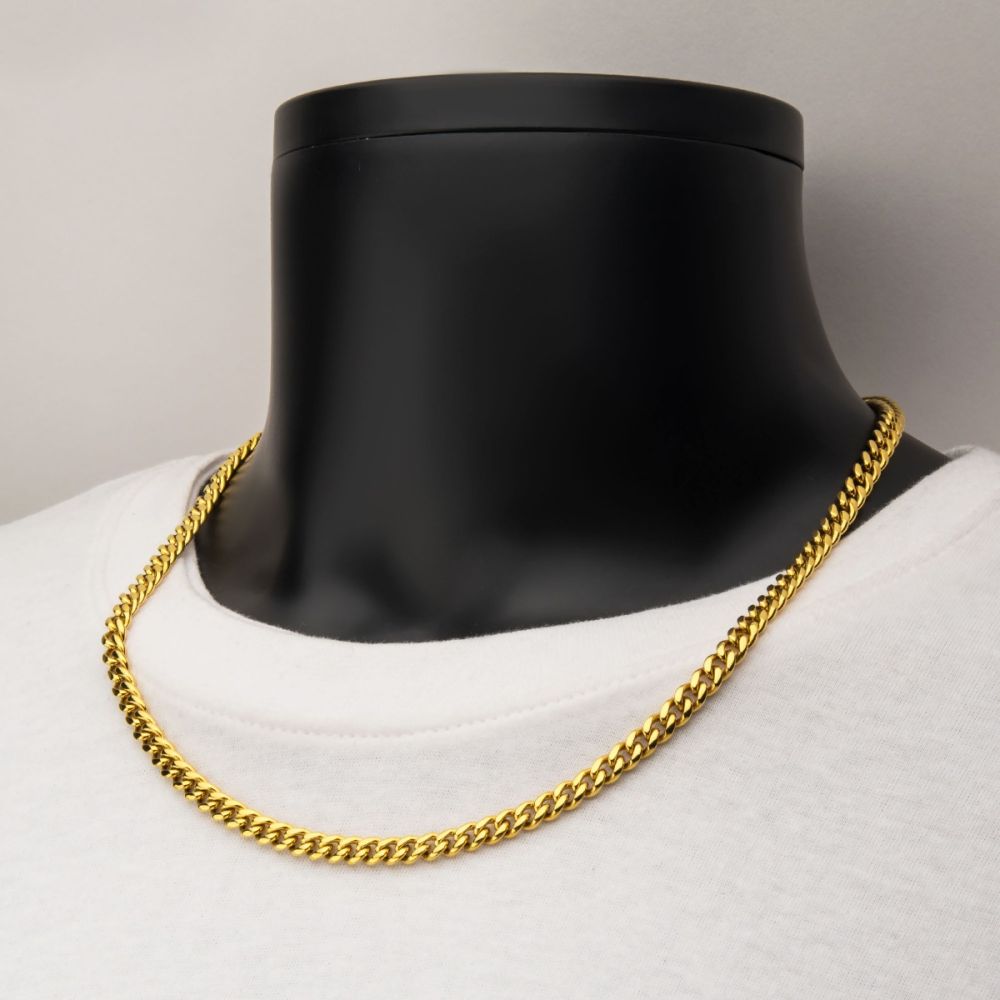 6mm 18kt Gold IP Miami Cuban Chain Necklace with CNC Precision Set Lab-grown Diamonds