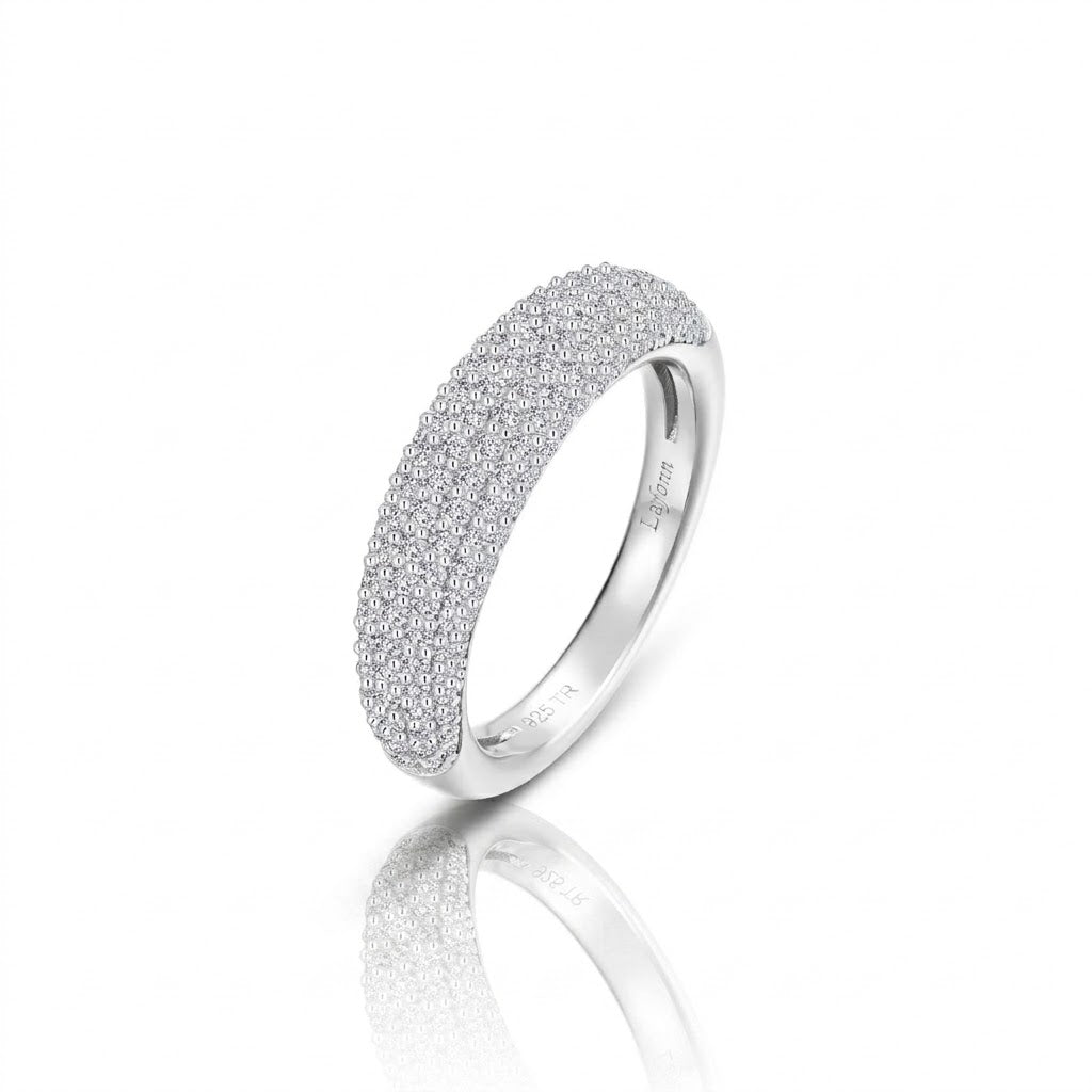 1.59 CTW Cubic Zirconia Graduated Pavé Dome Sterling Silver Ring