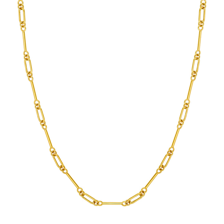 Hollow Bar & Oval Link Chain Necklace | 14K Yellow Gold | Hollow Bar & Open Oval Links | 18.25 Inches - Brownee Jewelers