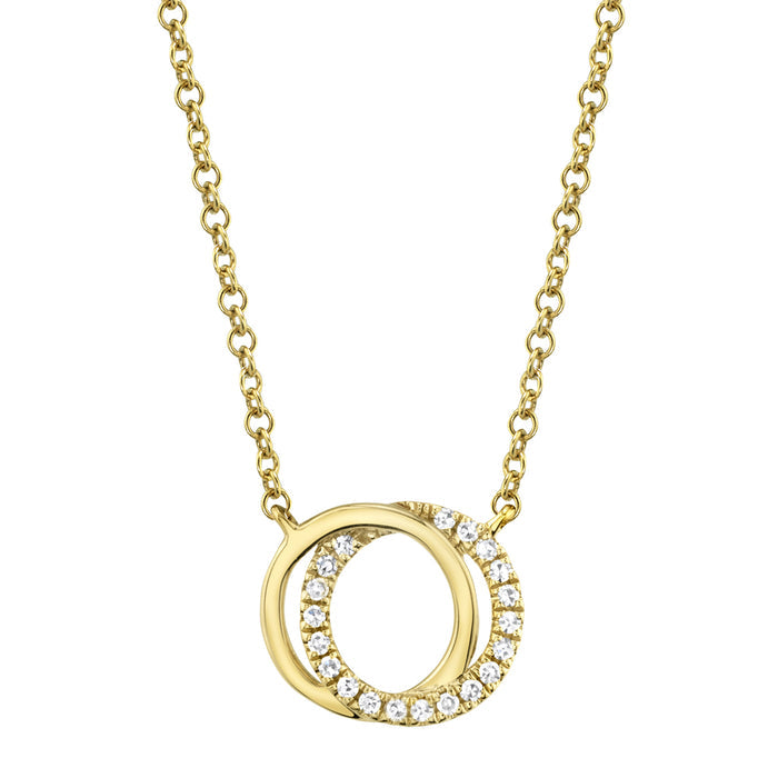 0.07 TOTAL CARAT WEIGHT DIAMOND LOVE KNOT CIRCLE NECKLACE IN 14K YELLOW GOLD
