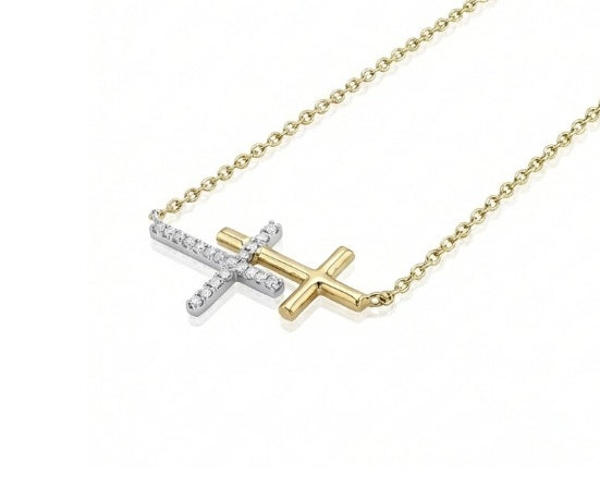 Diamond Sideways Cross Necklace