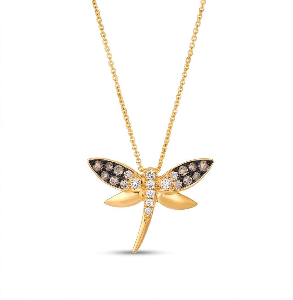 LeVian | Chocolate Ombre Diamond Dragonfly Pendant | 14K Yellow Gold | 0.34 ct | WJUM 15 - Brownee Jewelers