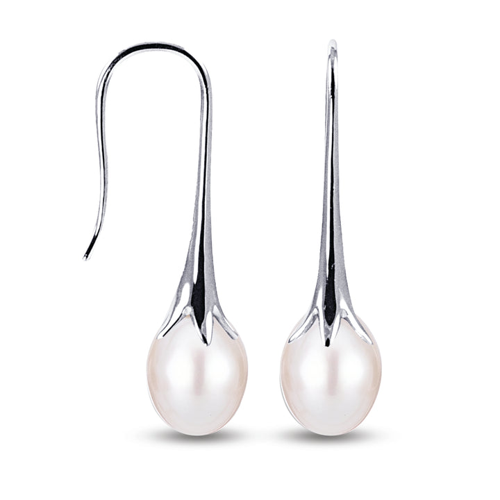 Freshwater Pearl Drop Earrings | Sterling Silver | 9–9.5mm White Pearls | 624118 - Brownee Jewelers