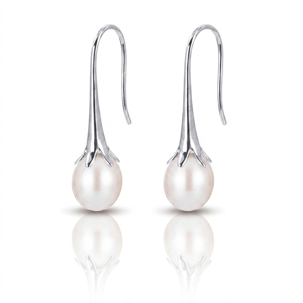 Sterling 9–9.5mm Freshwater Pearl Drop Earrings