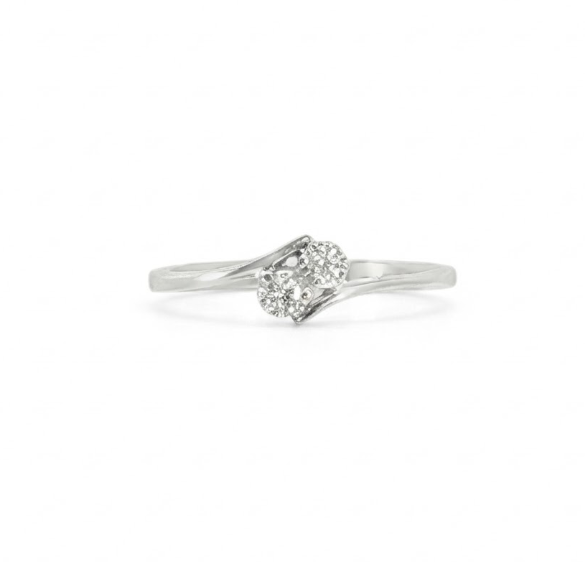 Two-Stone Diamond Ring | 0.10 ctw | 14K White Gold | Bypass Style - Brownee Jewelers