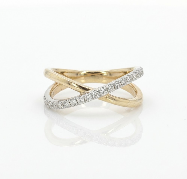 Diamond Infinity Crossover Ring | 10K Yellow Gold | 0.25 ctw | Fashion Band - Brownee Jewelers