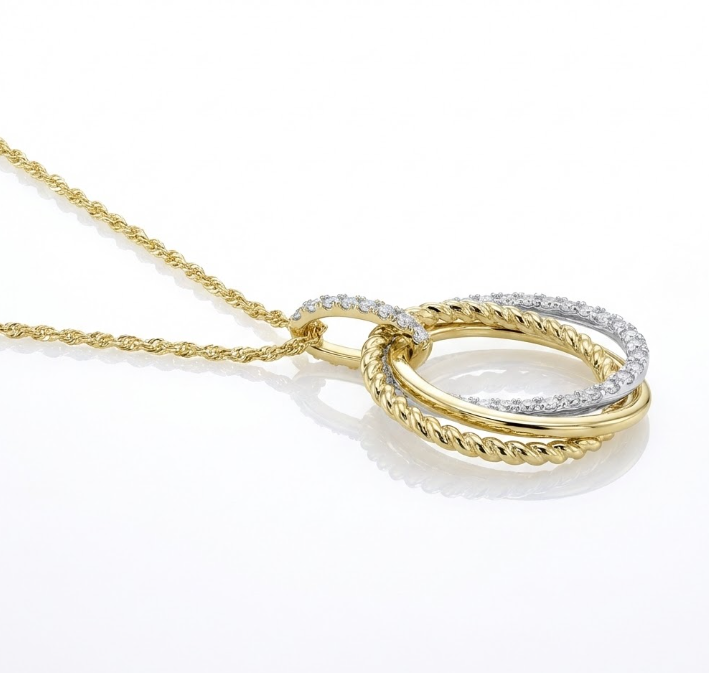 Diamond Oval Chopin Chain Necklace | 14K Yellow & White Gold | 0.30 ctw | Two-Tone Pendant - Brownee Jewelers
