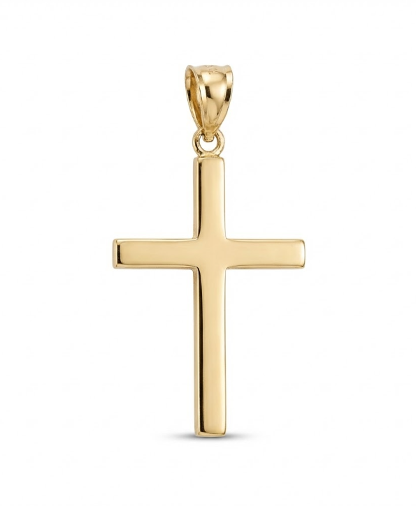 Two-Sided Square Medium Diamond-Cut Cross Pendant | 14K Yellow Gold | Polished Finish - Brownee Jewelers