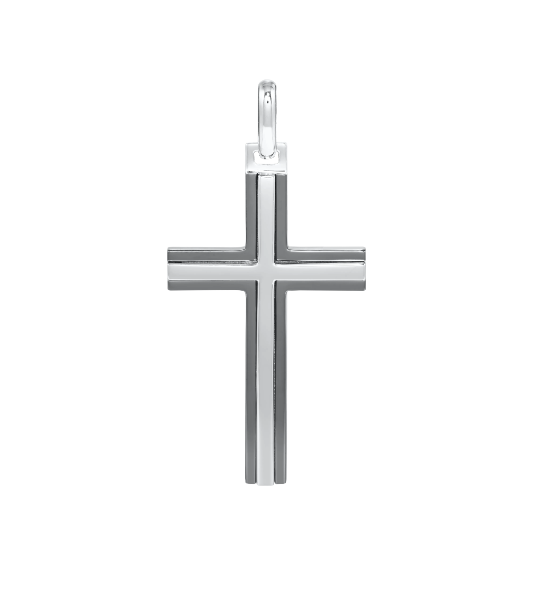 Cross Pendant | Sterling Silver | Black Rhodium & Polished Finish | Modern Cross Pendant - Brownee Jewelers