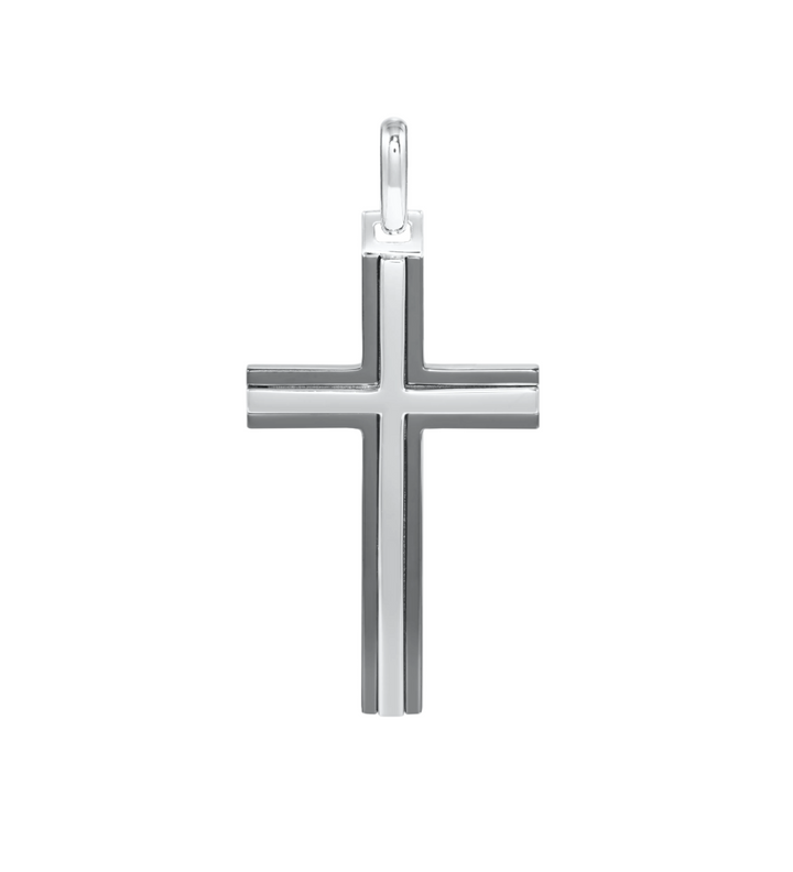 Cross Pendant | Sterling Silver | Black Rhodium & Polished Finish | Modern Cross Pendant - Brownee Jewelers