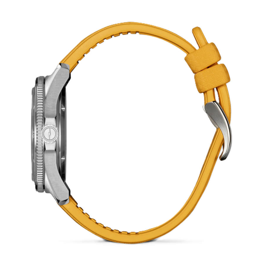 Duck Watch | Shinola | Stainless Steel | 40MM Three-Hand Date | Yellow Rubber Strap | S0120301733 - Brownee Jewelers