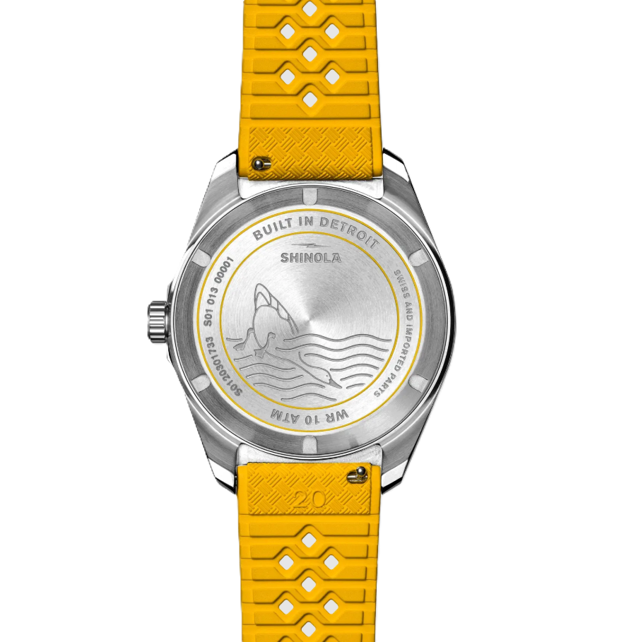 Duck Watch | Shinola | Stainless Steel | 40MM Three-Hand Date | Yellow Rubber Strap | S0120301733 - Brownee Jewelers