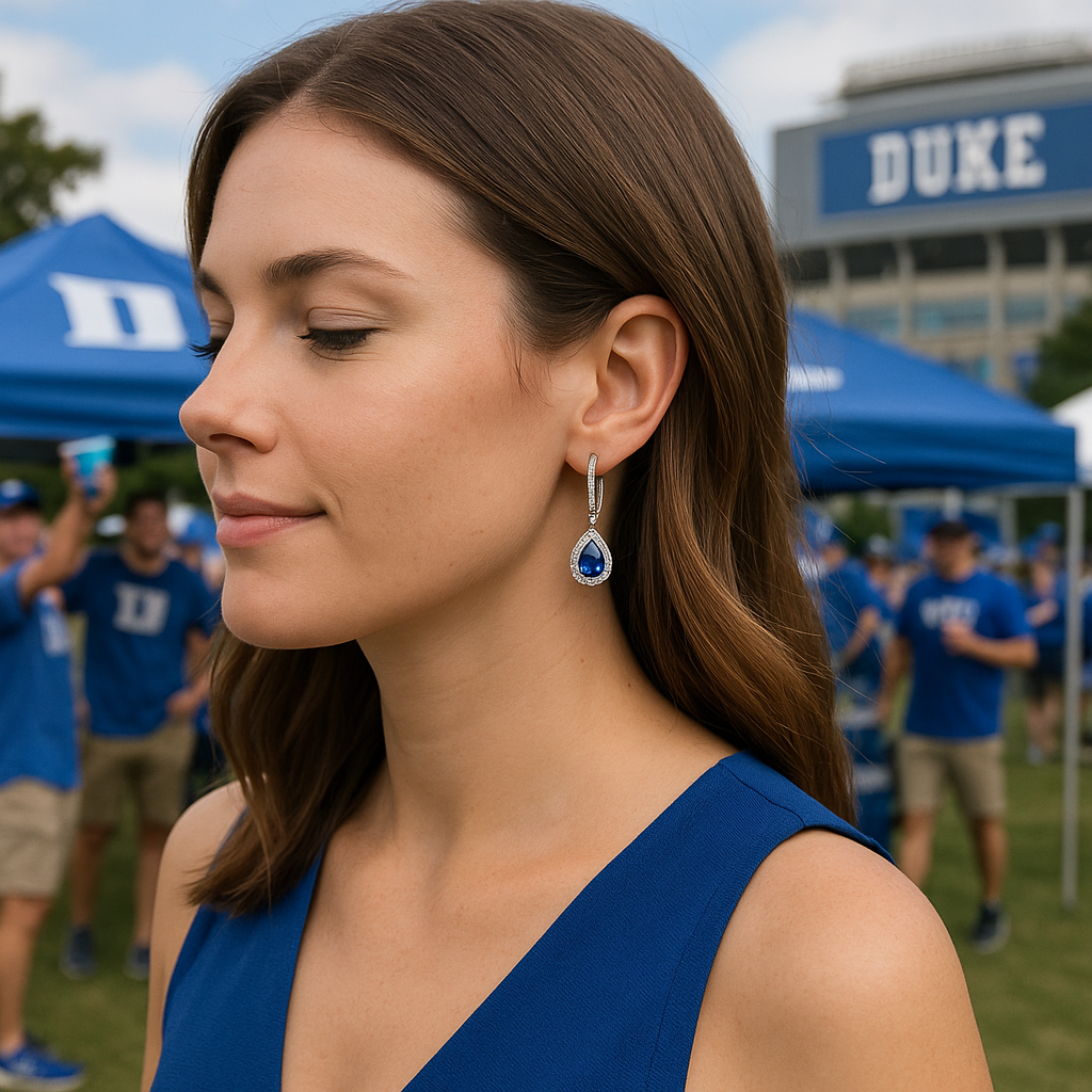 14K White Gold 1.34ct Pear-Shaped Sapphire & .90ct Diamond Dangle Earrings