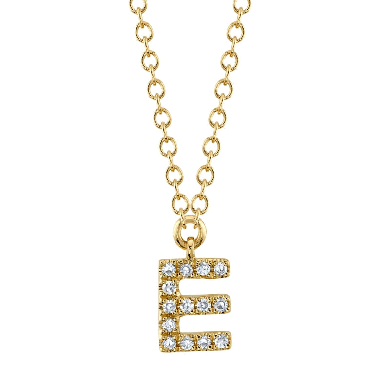 DIAMOND ACCENT INITIAL E NECKLACE IN 14K YELLOW GOLD