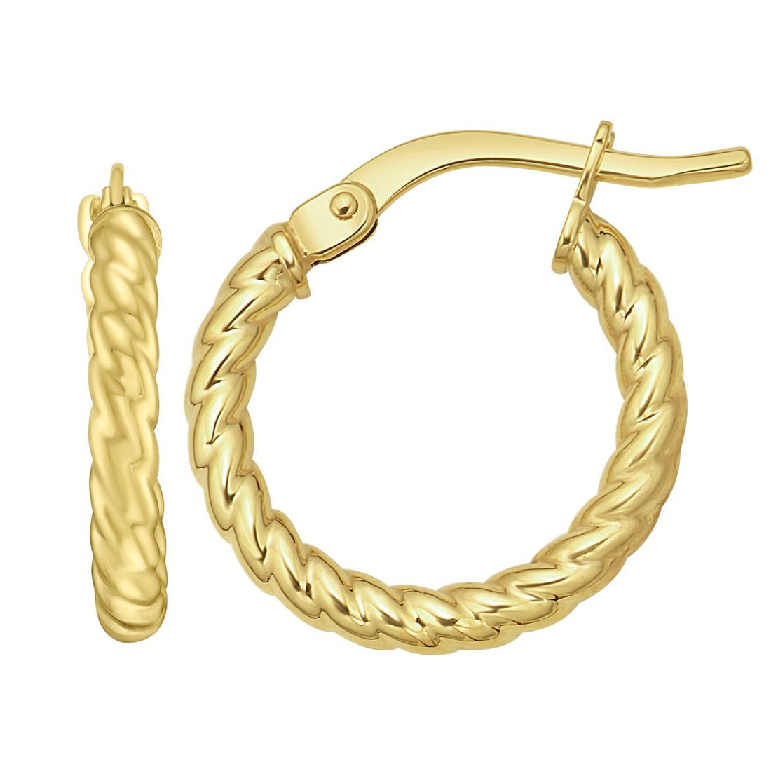 Twisted Round Hoop Earrings in 14K Yellow Gold