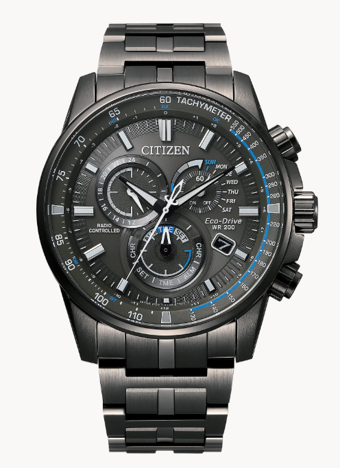 Citizen PCAT | Eco-Drive Watch | Stainless Steel | Gray Dial | Chronograph | Perpetual Calendar | CB5887-55H - Brownee Jewelers