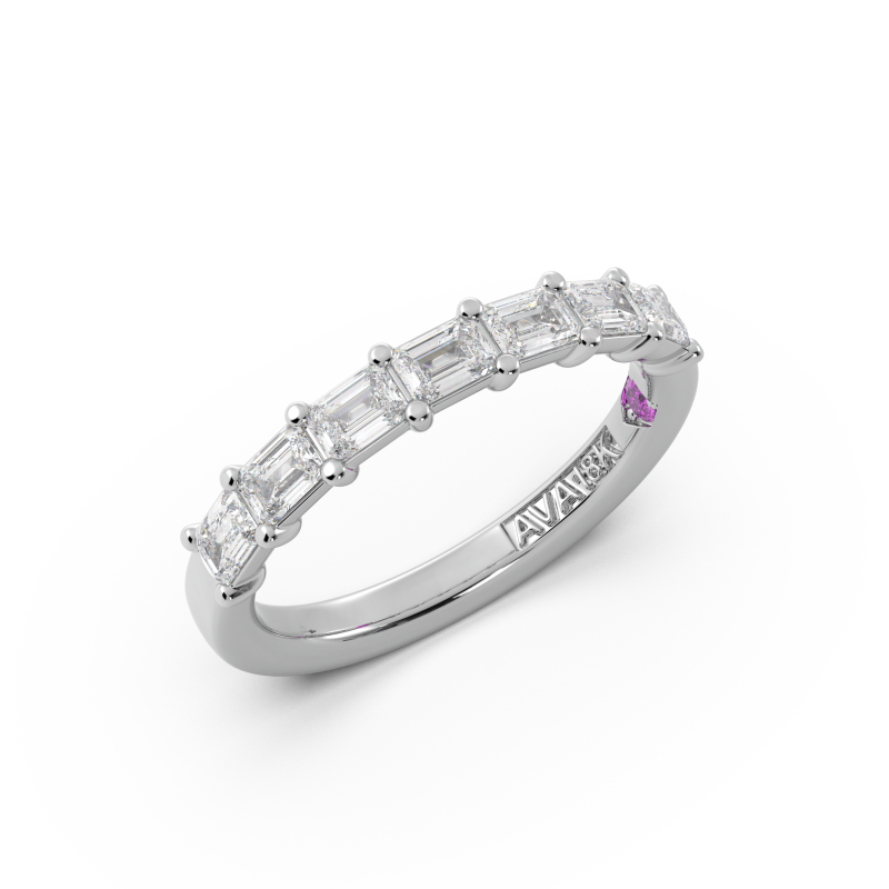 Emerald-Cut Lab-Grown Diamond Halfway Band