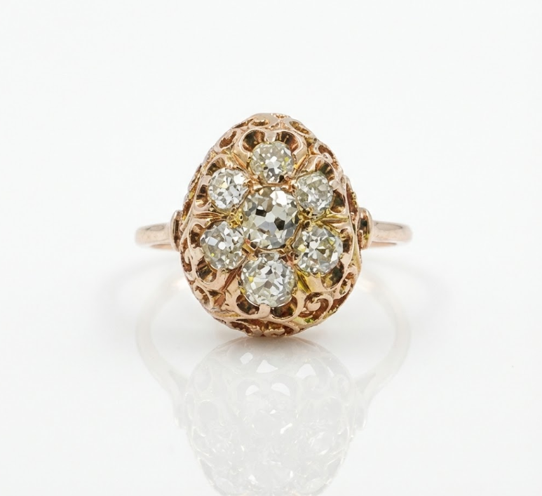 Antique-Inspired Diamond Ornate Ring | 10K Yellow Gold | Vintage Style Statement Ring - Brownee Jewelers