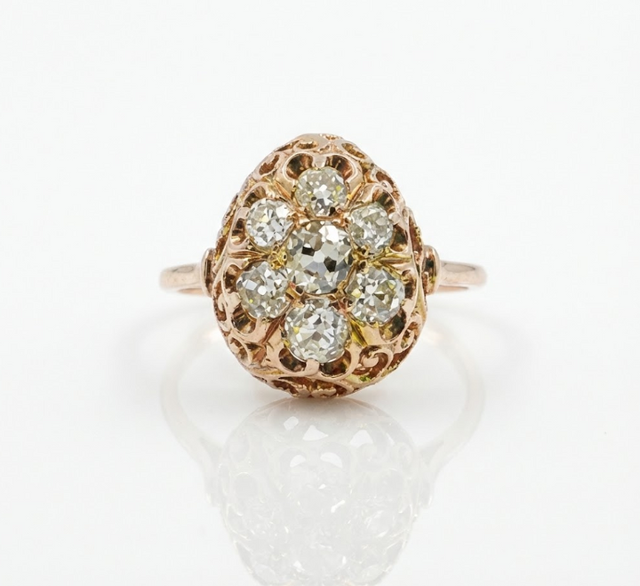 Antique-Inspired Diamond Ornate Ring | 10K Yellow Gold | Vintage Style Statement Ring - Brownee Jewelers
