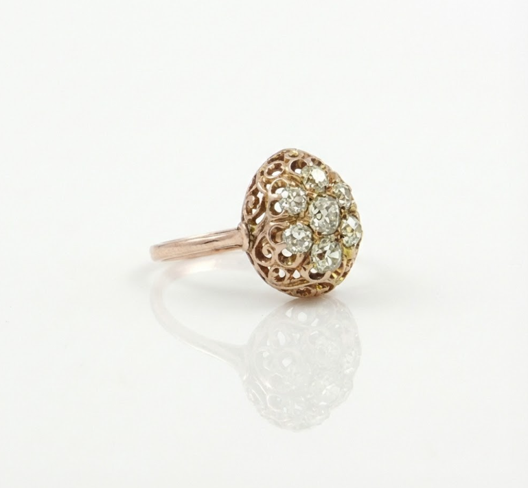 Antique-Inspired Diamond Ornate Ring | 10K Yellow Gold | Vintage Style Statement Ring - Brownee Jewelers