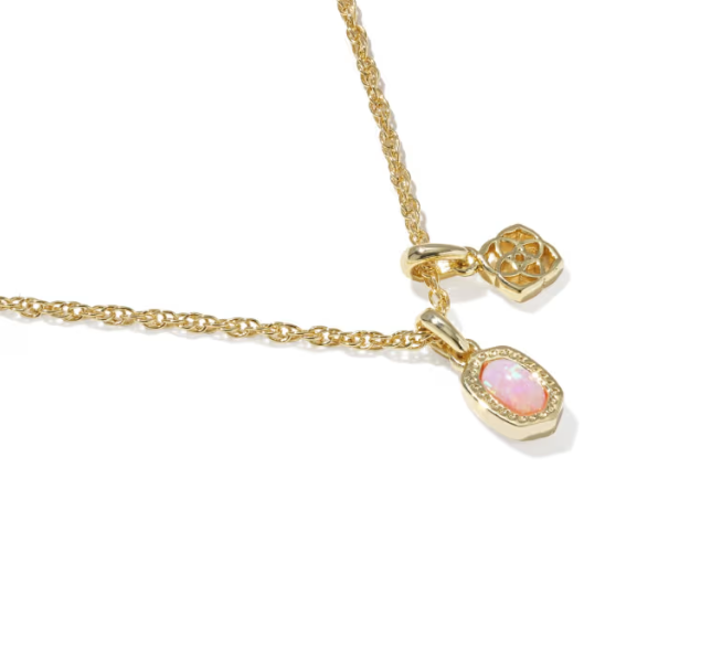 Mini Elisa Dira Gold Necklace Light Pink Lab Opal Pendant